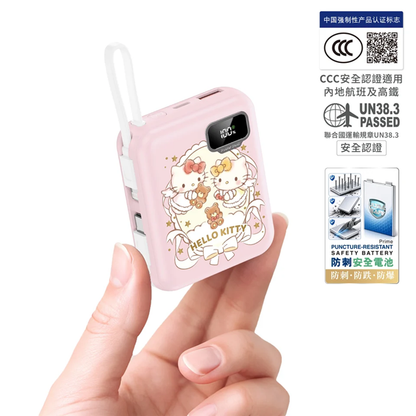 XPower x Sanrio Hello Kitty ULTRAFINE P8 TYPE-C 雙內置線迷你數顯移動電源 最新技術可刺穿安全電芯 10000mAh