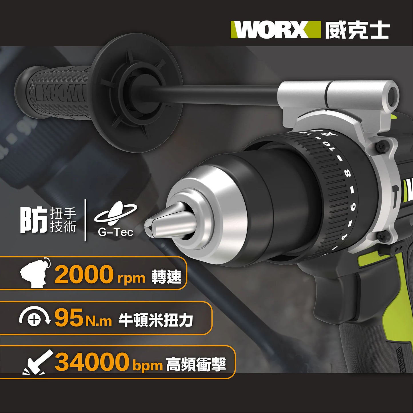 WORX WU373.2 20V 無刷衝擊電鑽