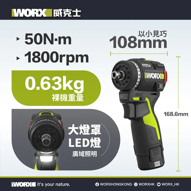 WORX WU135M 12V 無刷多頭智能電鑽套裝
