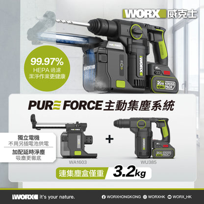 WORX WU385 24mm 無刷鋰電集塵油壓鑽